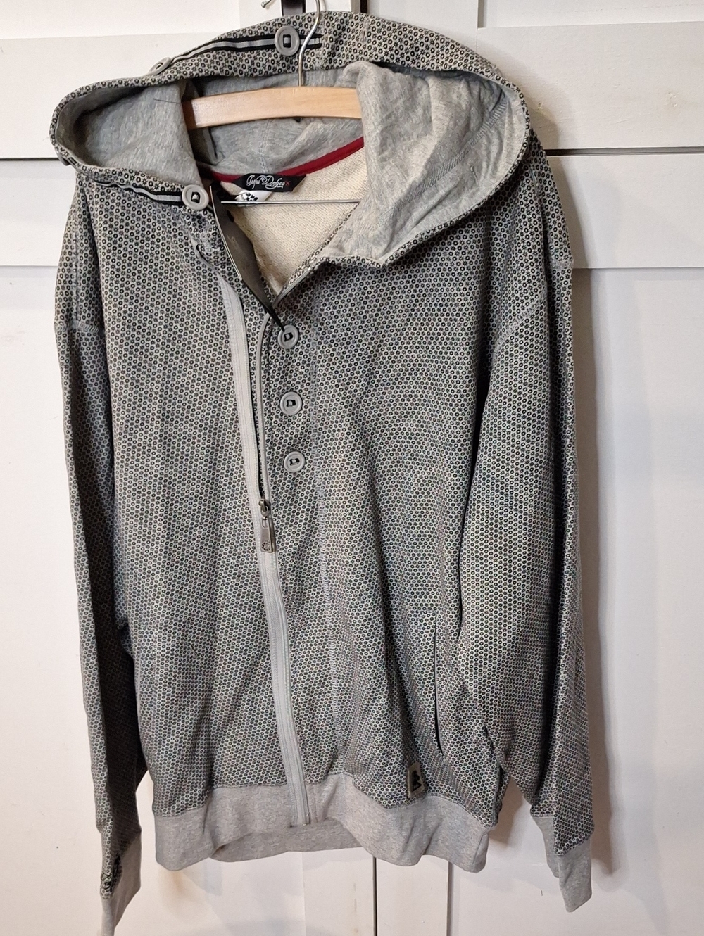 Artful Dodger Men's Light Gray Textured Hooded Zip-Up Sweater